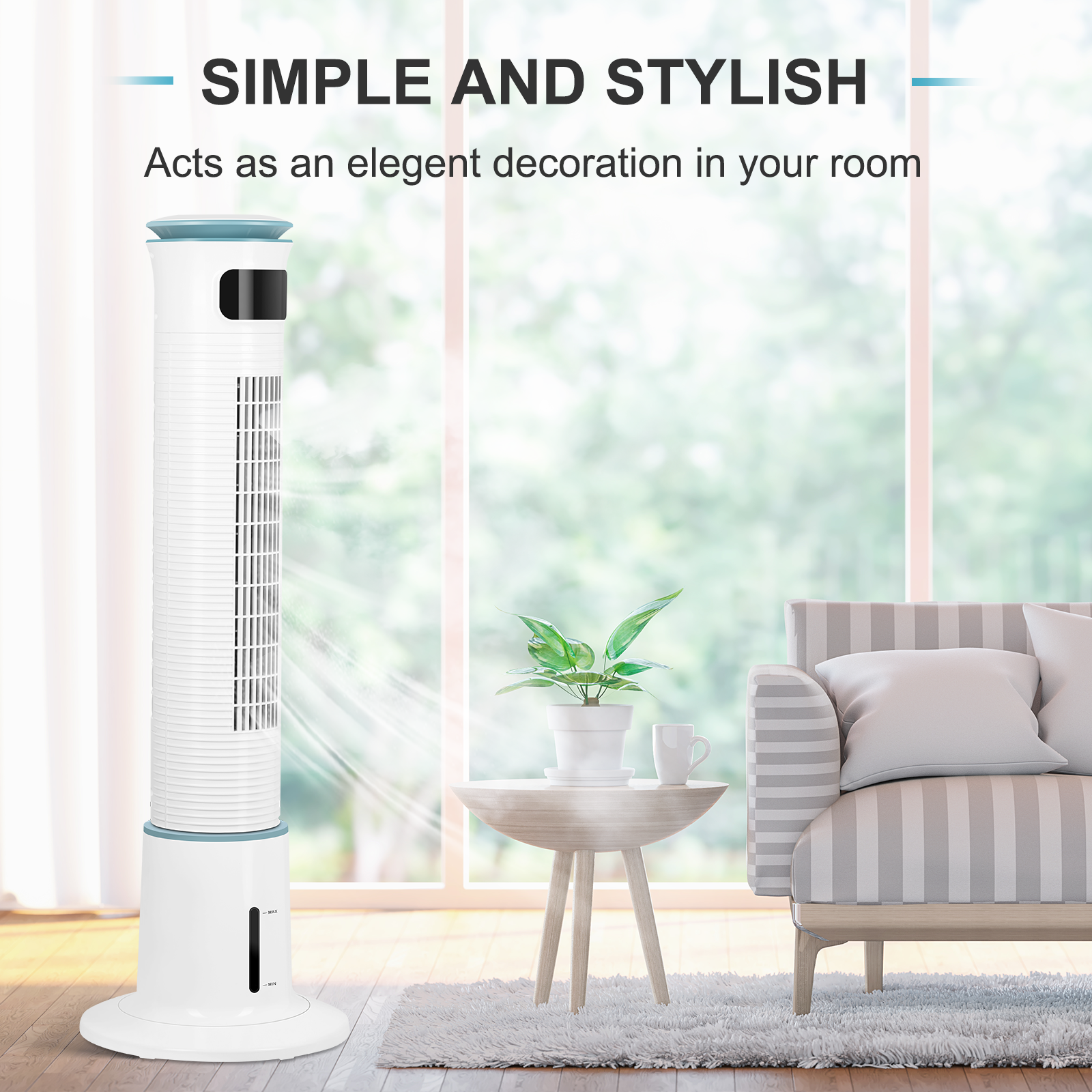 SUGIFT  Tower Fan, Cooling Fan, 12 Speeds & 3 Modes Settings Standing Fan , 15 Hour Timing Closure, 43 Inches, 60¡ã Oscillating White