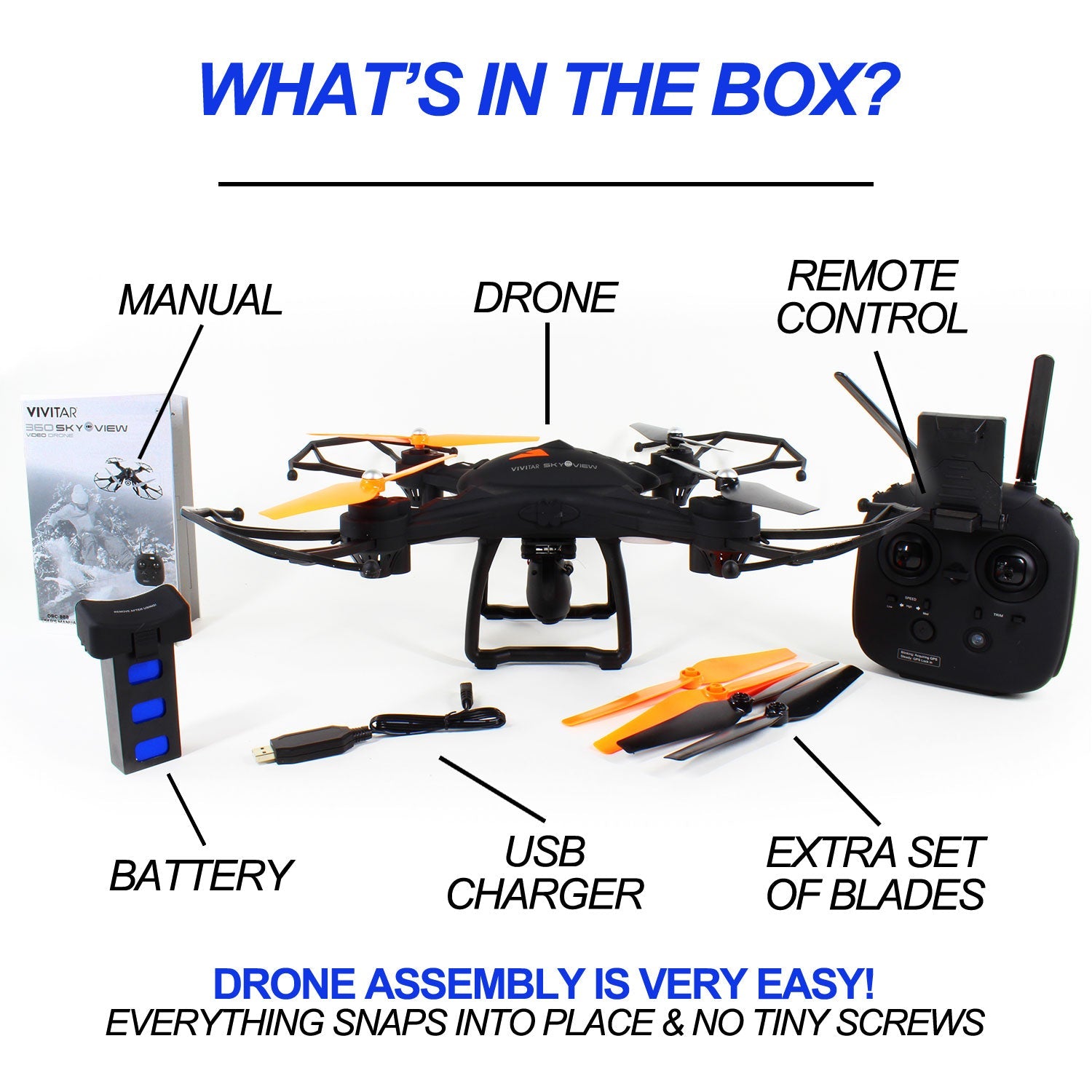 SUGIFT  360 Sky View Wifi HD Video Drone with GPS and 16 Mega Pixel Camera, Works with iOS & Android Devices Black