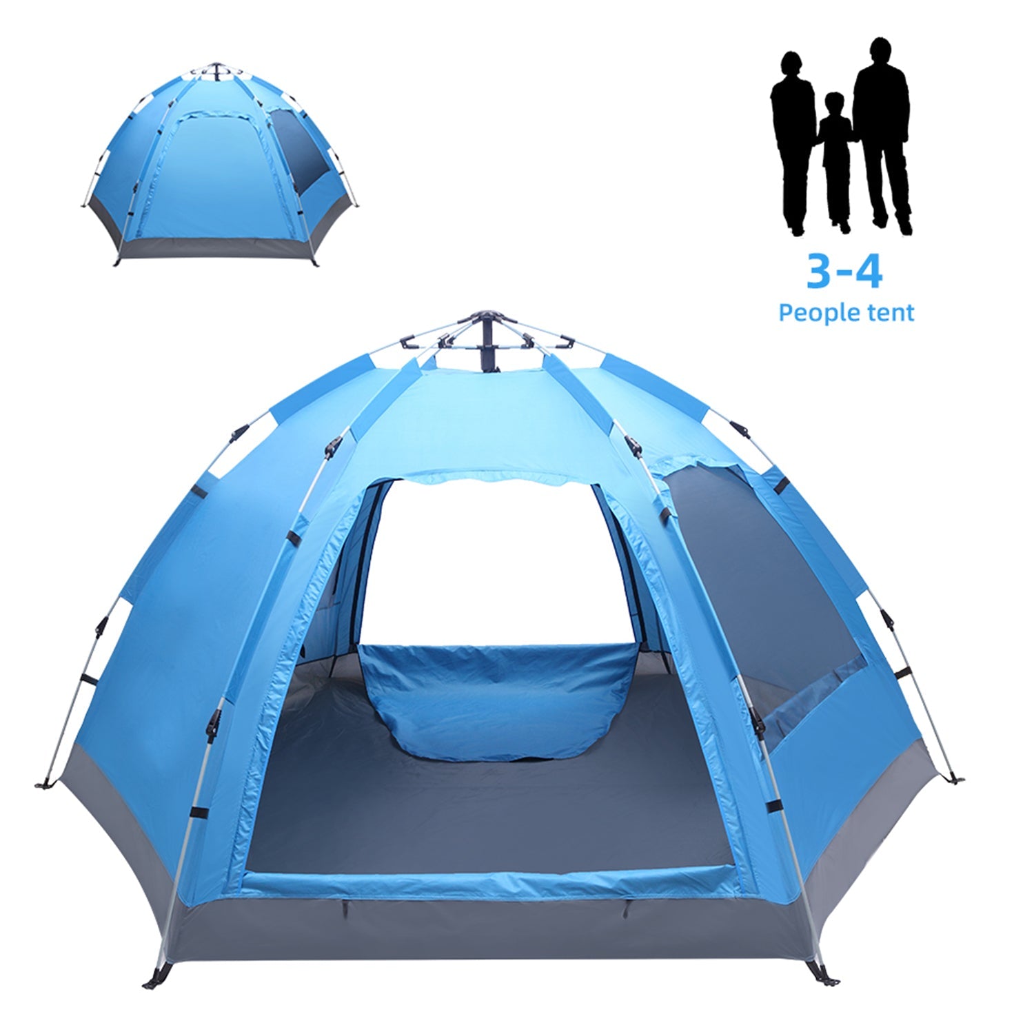 SUGIFT  3-4 People Automatic Family Tent Waterproof Camping Hiking Outdoor Pop-up Tent