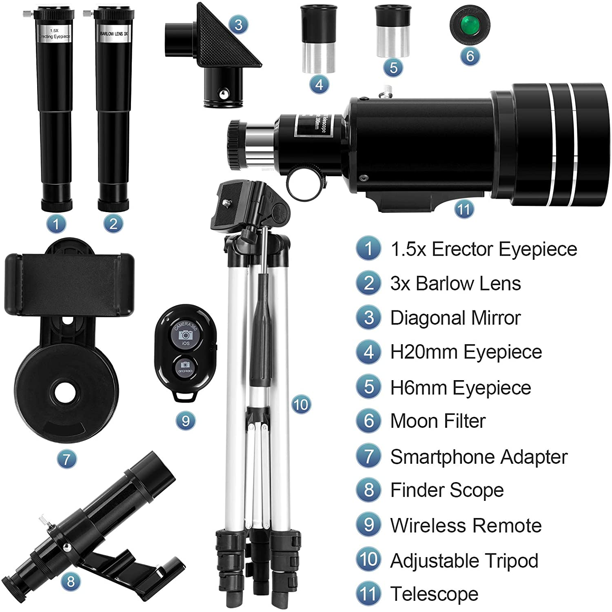 SUGIFT  70mmTelescope for Adults and Kids with Adjustable Tripod