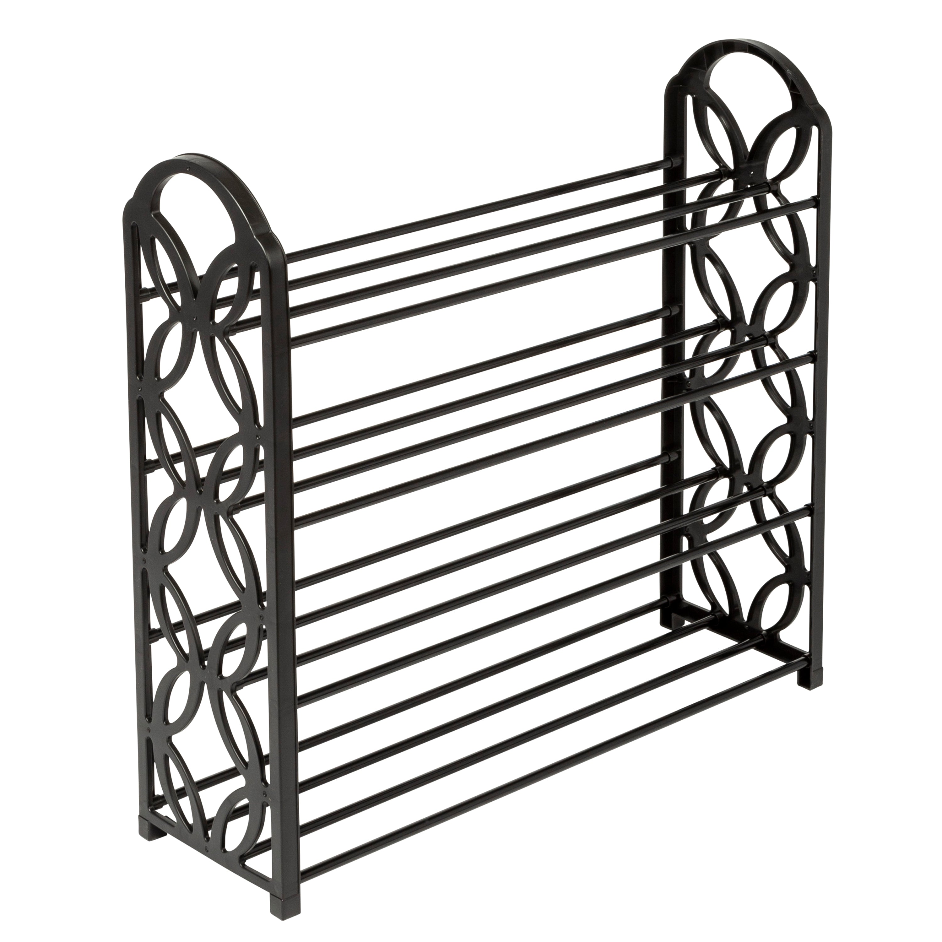 4-Shelf Black Lightweight Shoe Rack