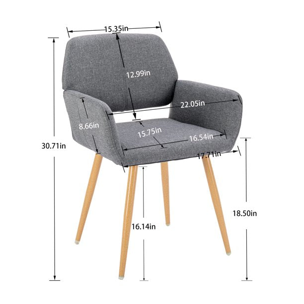 SUGIFT  Small Modern Living Dining Room Accent Chairs Fabric Mid-Century Upholstered Side Seat Club Guest with Metal Legs Legs (Gray)