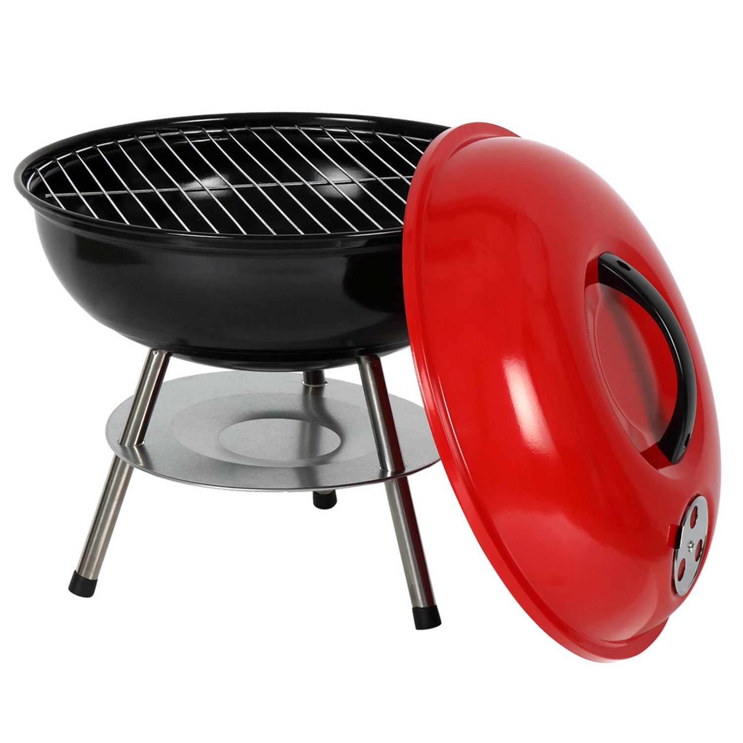 SUGIFT  14 in BBQ Grill Portable Charcoal Stove Apple Stove with Red Lid