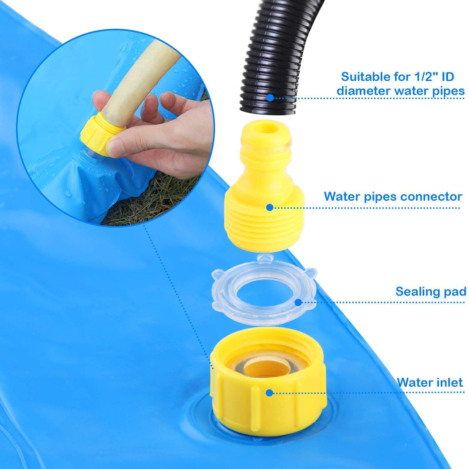 Sprinkler Splash, Kids Pool, Outdoor Lawn Water Toys, Splash Pad, Wading Swimming Pool, Inflatable Splash Sprinkler Pad