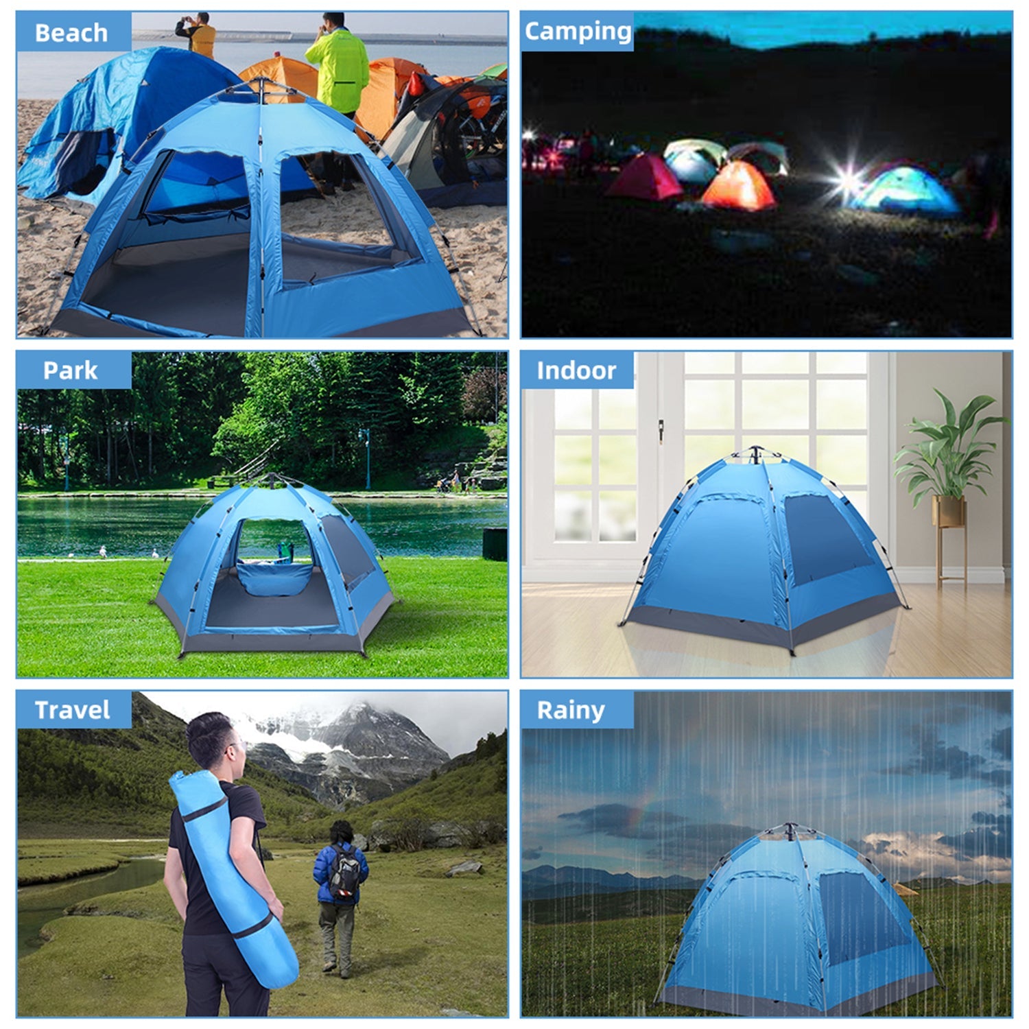 SUGIFT  3-4 People Automatic Family Tent Waterproof Camping Hiking Outdoor Pop-up Tent