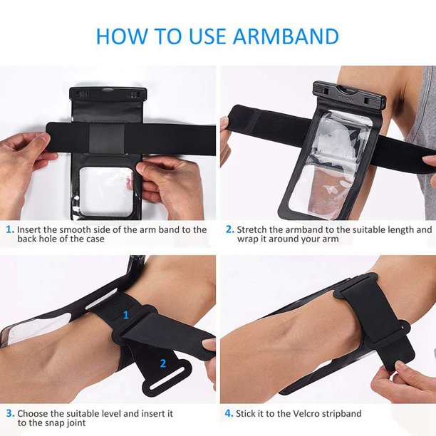 SUGIFT  2PC Waterproof Case with Armband, IPX8 Universal Cell Phone Dry Bag Waterproof, Dustproof, Snowproof Pouch Bag for iPhone X/8/8 Plus/7/7 Plus/6S/6 Plus, Samsung, and other Phones