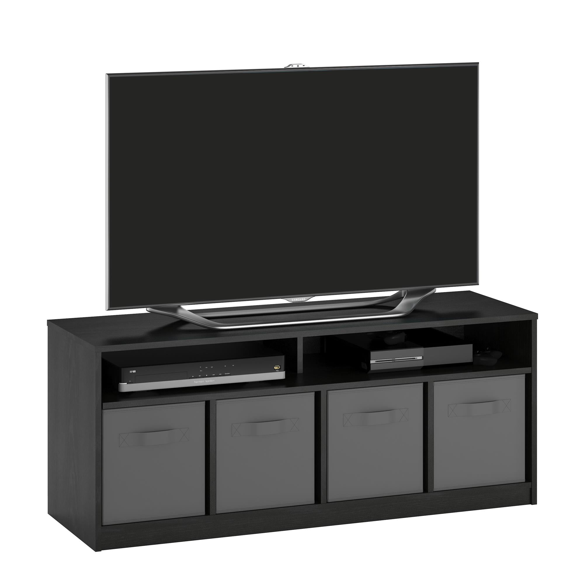 SUGIFT  4 Cube TV Console for TVs Up to 59", True Black Oak