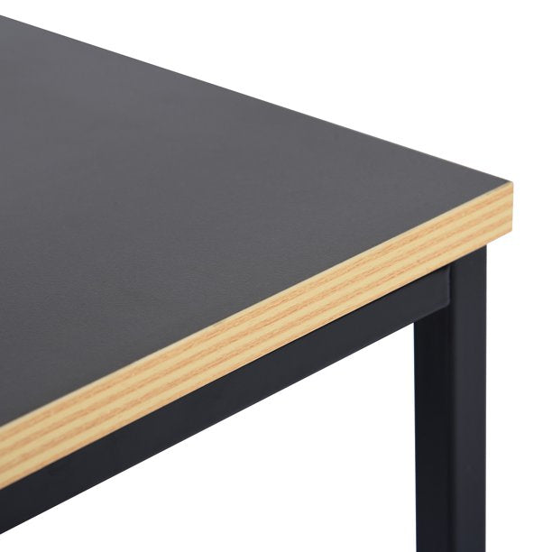 SUGIFT  3 Pack Black Square Nesting MDF Coffee End Desk/Side Table Set