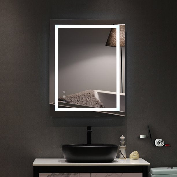 SUGIFT  Square Touch LED Bathroom Mirror, Tricolor Dimming Lights