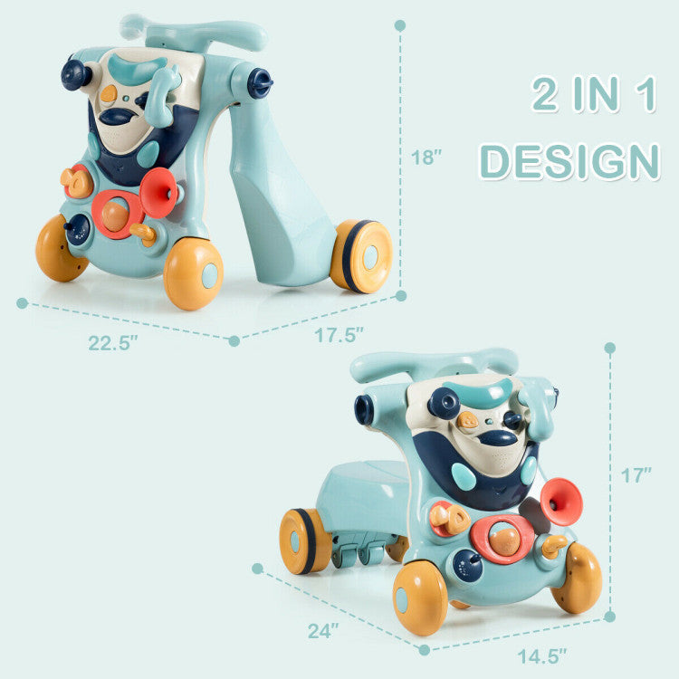 SUGIFT 2-in-1 Baby Walker with Activity Center - Blue