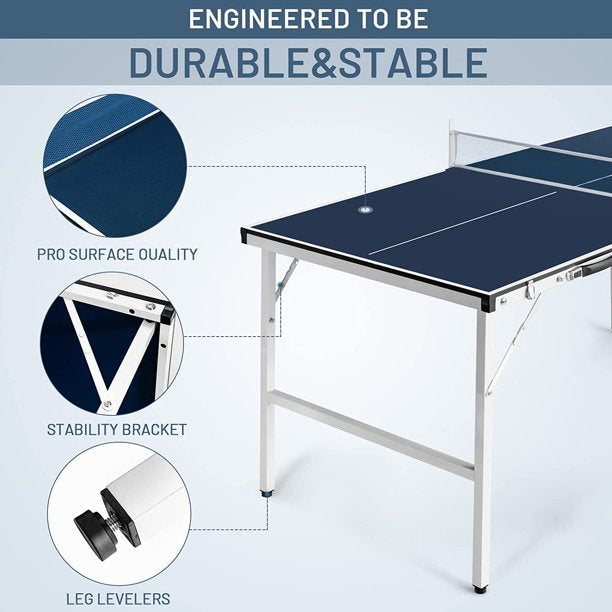 Ping Pong Table, Professional Table Tennis Table with Quick Clamp Ping Pong Net and Post Set
