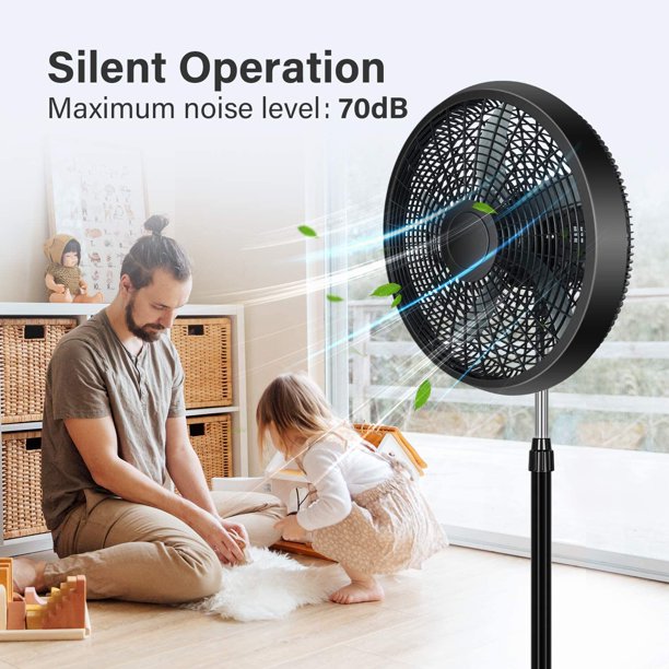 SUGIFT  Oscillating Fan Stand Fan Pedestal Fan, Adjustable 3 Levels Speed 90¡ãHorizontal Oscillating 18in Black