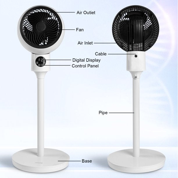 SUGIFT  Oscillation Fan,Pedestal Fans,Stand Fans,Circulating 70¡ã,Pedestal Fan,Remote 3 Speeds,3 Modes,15 Hours Timing,LED Display,7 Inch,White