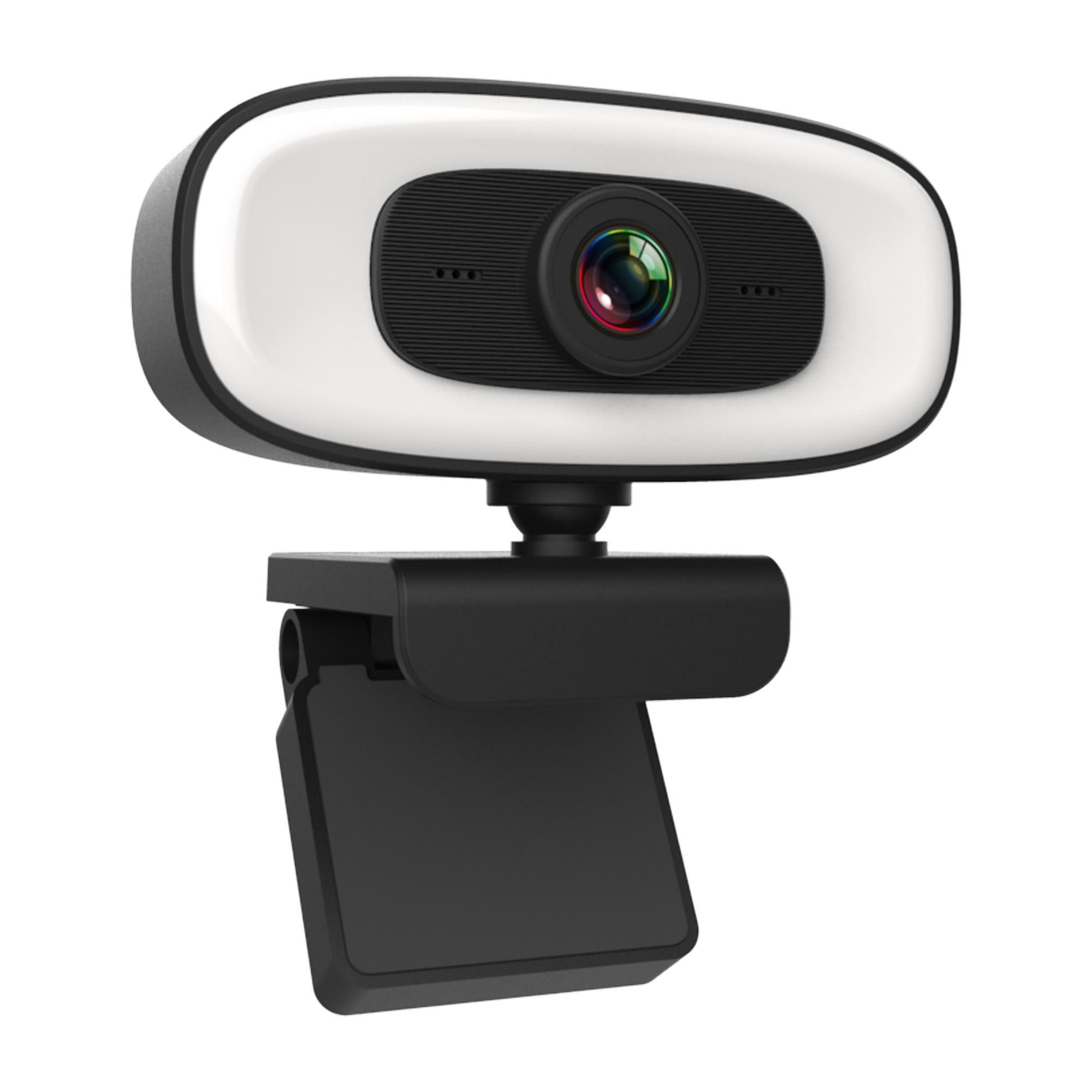 SUGIFT  2K HD Webcam with Microphone and Fill Light,Rotation - 3 Adjustable Brightness, USB Streaming Web Camera Wide Angle