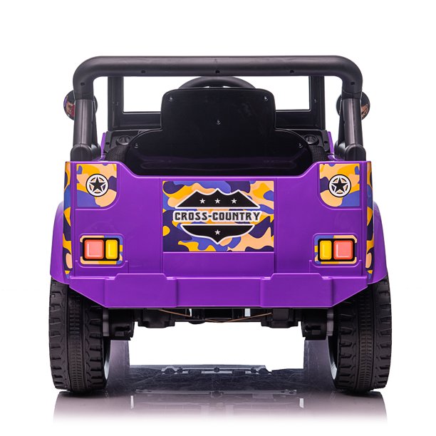 SUGIFT  12V Kids Ride On Truck Car, Power Wheels with LED Lights Horn Openable Doors, Electric Vehicle Toy for 3-6 Ages, Purple