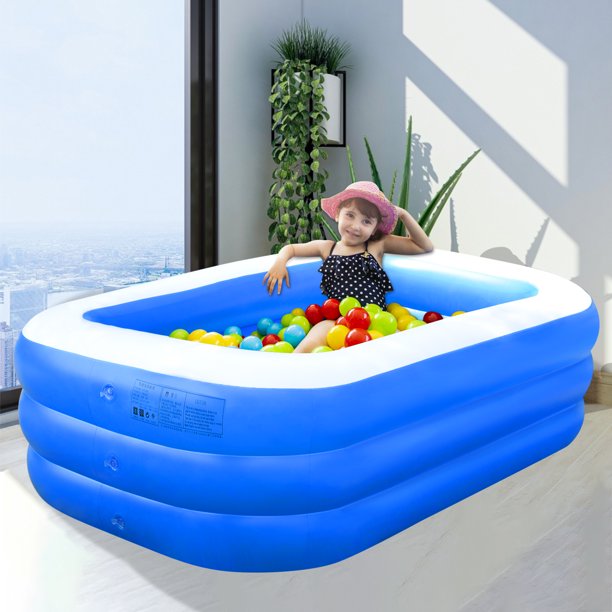 SUGIFT  Inflatable Swimming Pool Three-layer Printing, Family Above Ground PVC Outdoor Toy Pool for Kids, Babies, Adults, 82.6inW*55inD*25.5inH