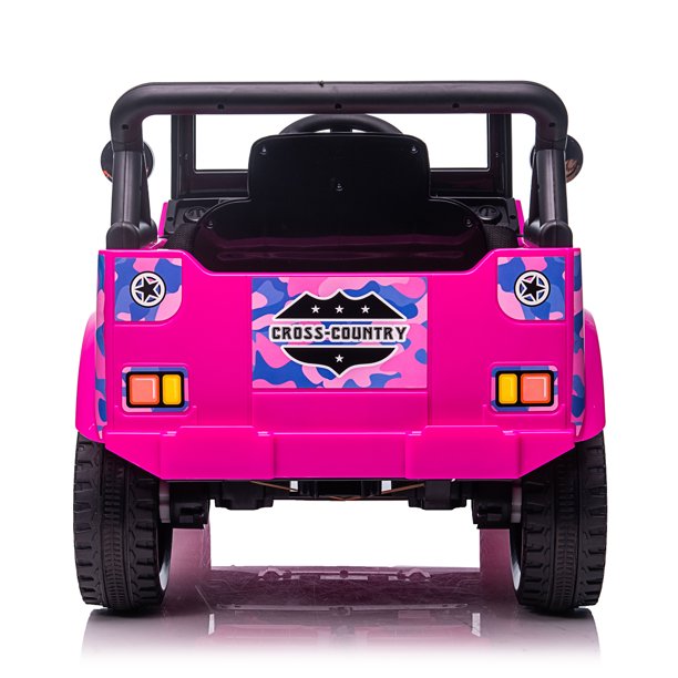 SUGIFT  12V Kids Ride On Truck Car, Power Wheels with LED Lights Horn Openable Doors, Electric Vehicle Toy for 3-6 Ages, Pink