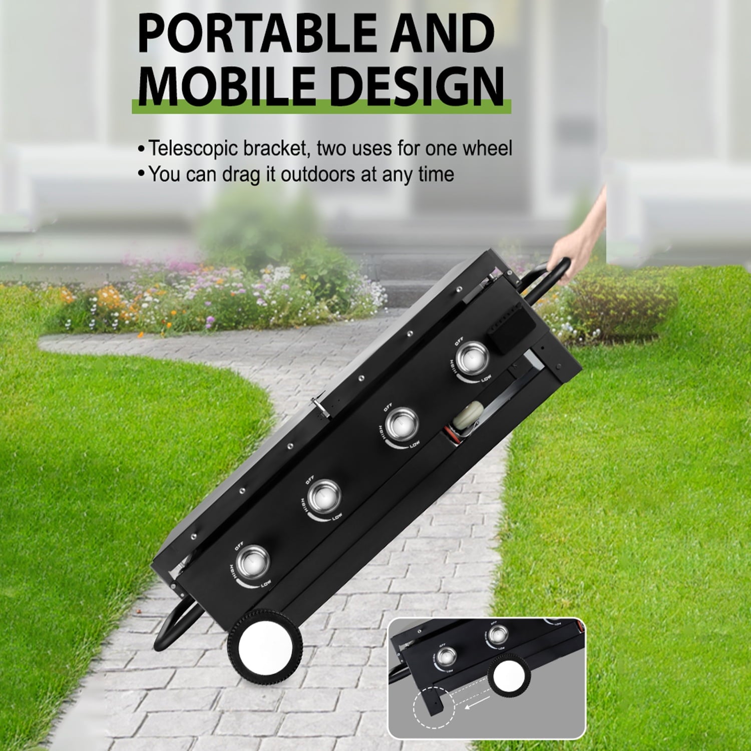 SUGIFT 60000BTU 4 Burner Foldable Outdoor Propane Gas Grill in Black