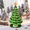 SUGIFT 15Pre-lit Hand-Painted Ceramic Tabletop Christmas Tree Green