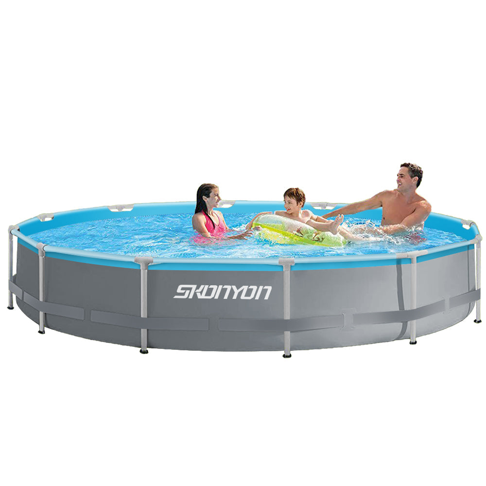 SUGIFT  Outdoor Round Frame Above Ground Swimming Pool with Pump Rectangular Pool Set Include Filter Pump, and pool Cover