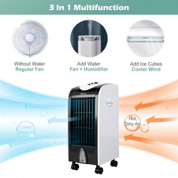 SUGIFT  3-in-1 Portable Evaporative Air Cooler with Filter Knob for Indoor