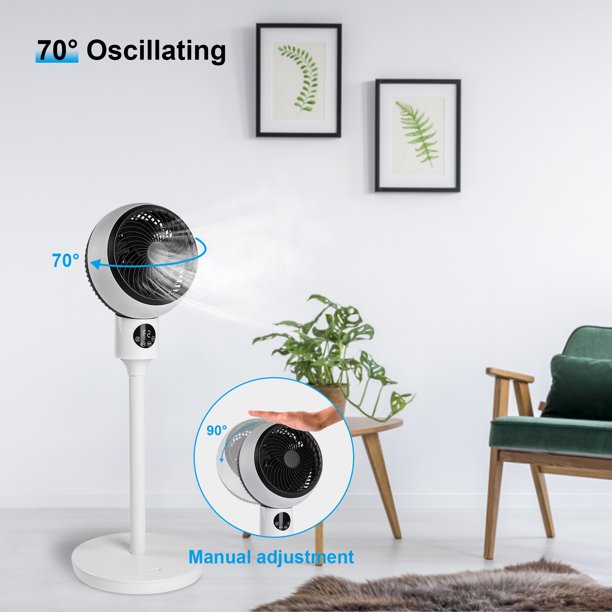 SUGIFT  Oscillation Fan,Pedestal Fans,Stand Fans,Circulating 70¡ã,Pedestal Fan,Remote 3 Speeds,3 Modes,15 Hours Timing,LED Display,7 Inch,White