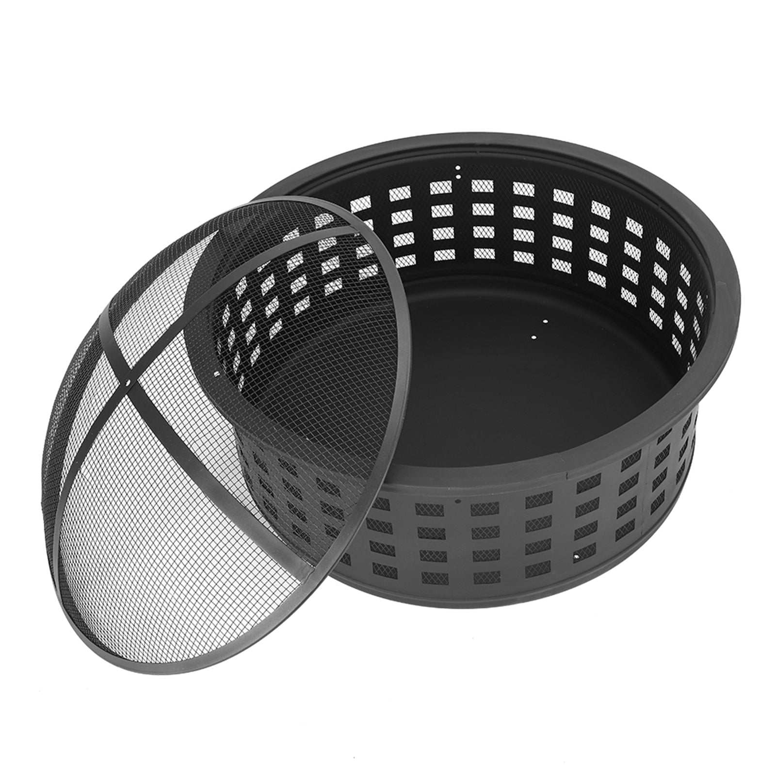 26 in Round Lattice Fire Bowl Black