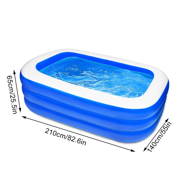 SUGIFT  Inflatable Swimming Pool Three-layer Printing, Family Above Ground PVC Outdoor Toy Pool for Kids, Babies, Adults, 82.6inW*55inD*25.5inH