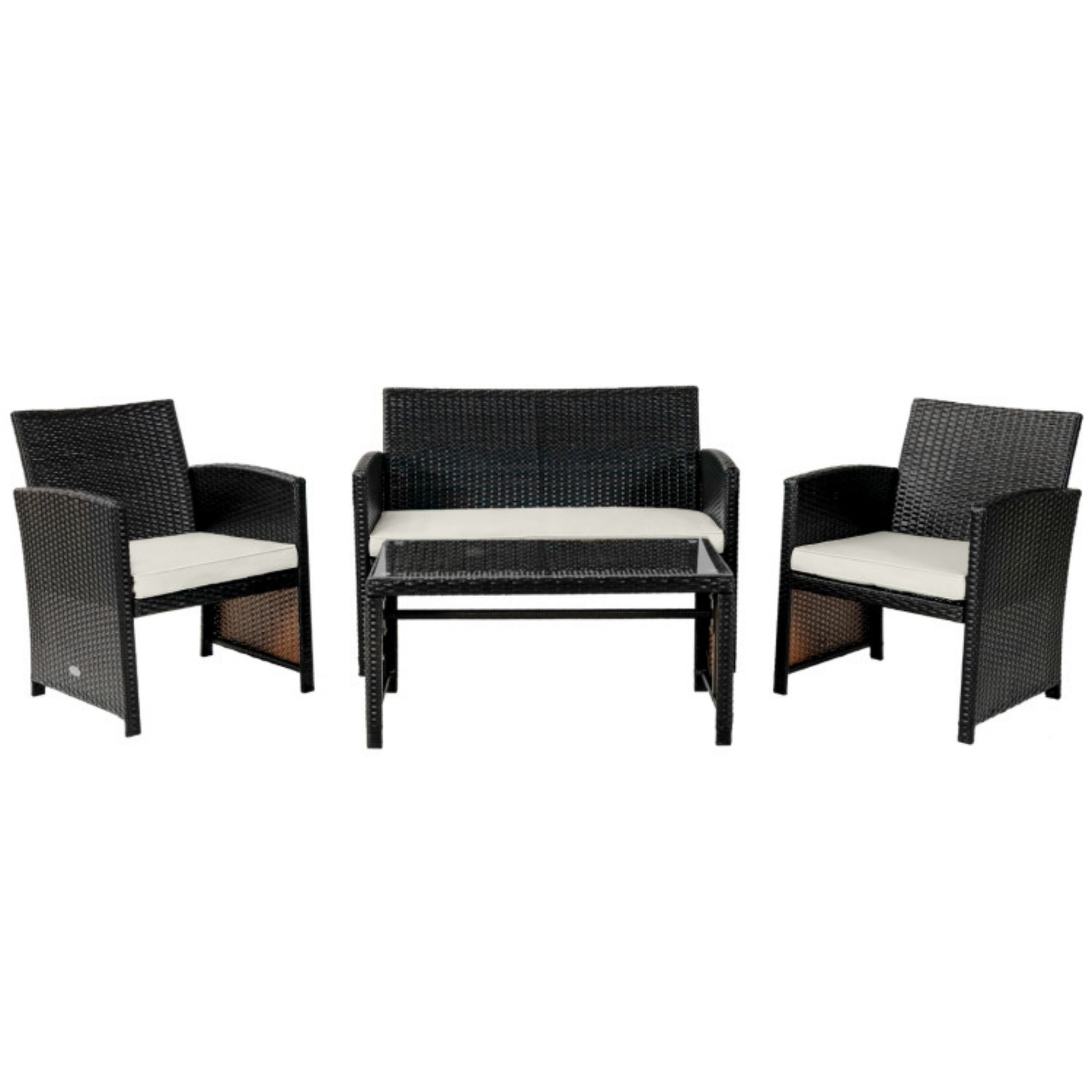 SUGIFT 4 Pieces Patio Rattan Cushioned Furniture Set