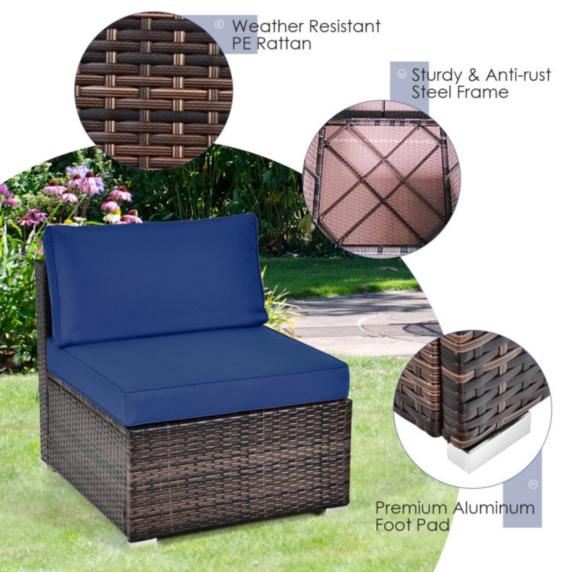 SUGIFT 6 Pieces Patio Rattan Furniture Set with Cushions