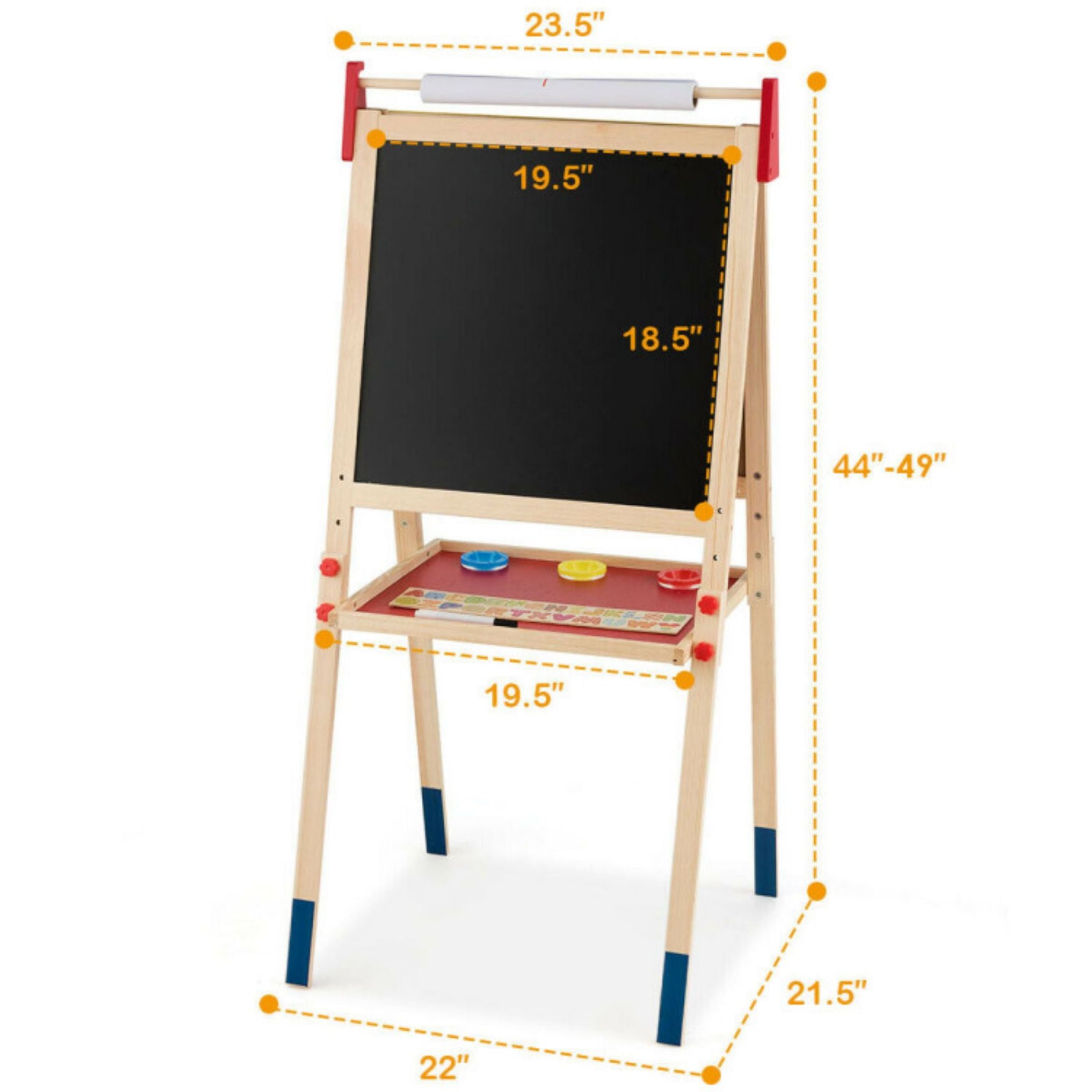 SUGIFT All-in-One Wooden Height Adjustable Kid's Art Easel with Magnetic Stickers and Paper