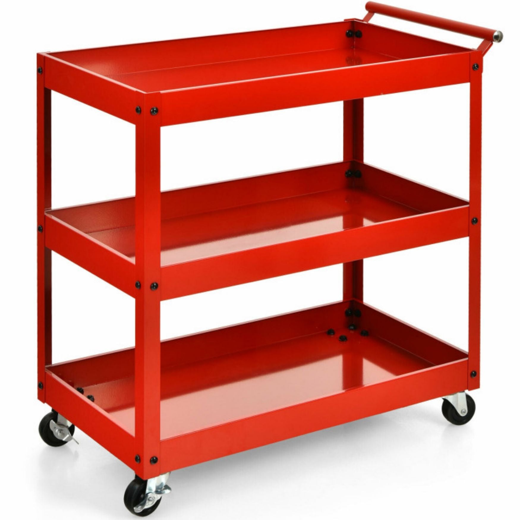 SUGIFT? 3-Tier Utility Cart with Steel Frame and Four Wheels