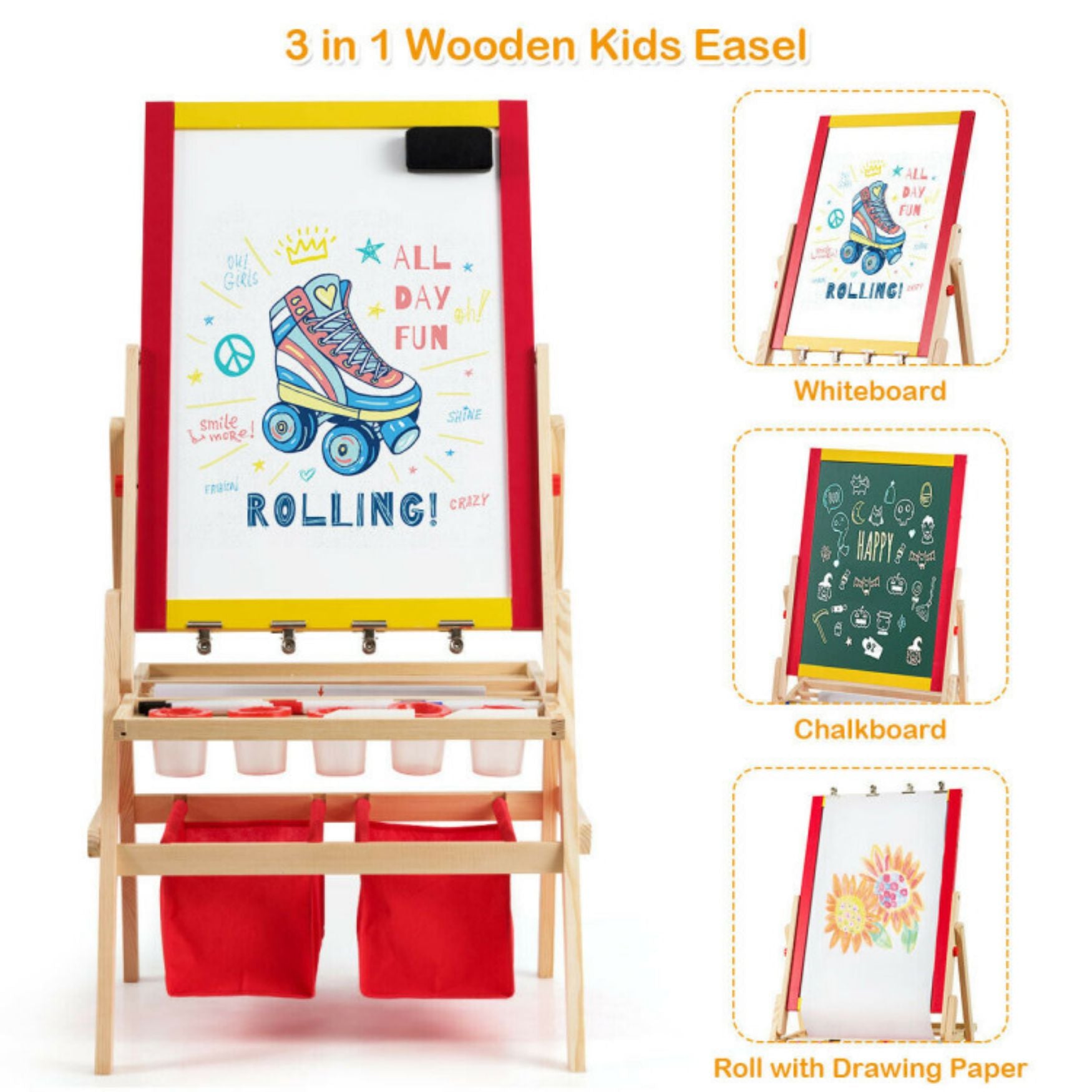 SUGIFT Flip-Over Double-Sided Kids Art Easel