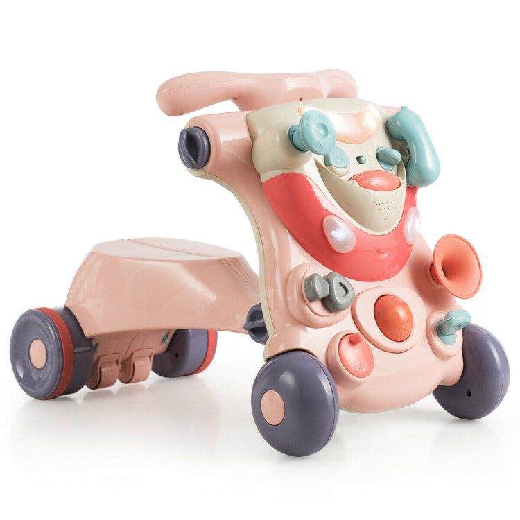 SUGIFT 2-in-1 Baby Walker with Activity Center - Pink